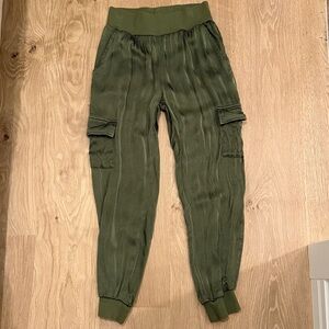 VICI Satin Cargo Joggers, Green, Size S